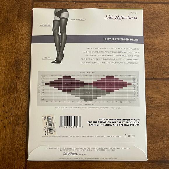 Hanes Silk Reflections Thigh Highs Silky Sheer Size: AB, Color:  Little Color - Picture 2 of 15